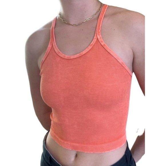 FREE PEOPLE FP MOVEMENT CREAMY ORANGE HAPPINESS RUNS LONG TANK NWOT SZ:X/S  M/L - Picture 1 of 4